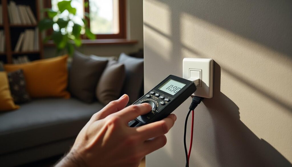 Guide d’utilisation du multimètre sur un interrupteur de lumière dans le salon